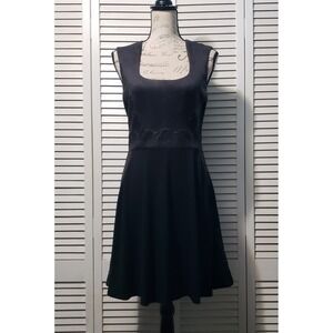 Liberty Garden Faux Suede Sleeveless Dress Womens Medium Black Faux Leather Trim